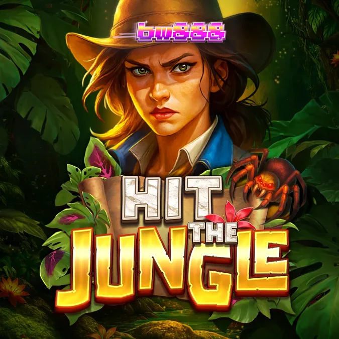 Tampilan visual slot Hit the Jungle dengan simbol hutan yang cerah
